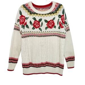 Mossimo Grandmacore Cottagecore Floral Knit Sweater Medium